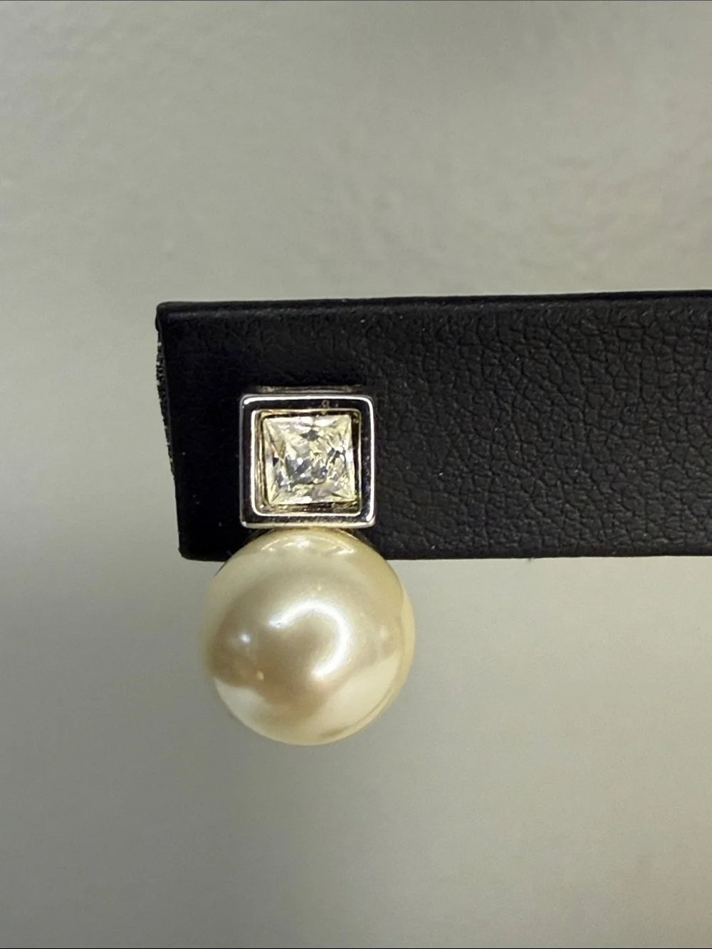Swarovski Faux Pearl & Crystal Stud Drop Earrings Silver Tone